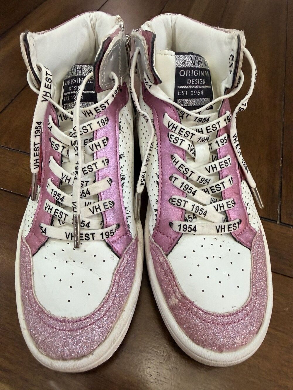 Vintage Havana Dream Pink Glitter High Top Sneakers Perforated Women's Size 6.5